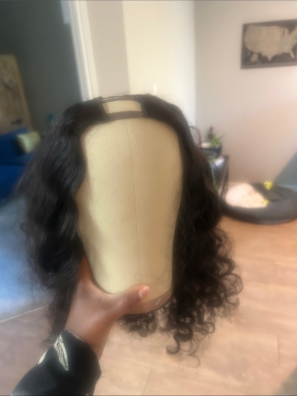 Natural Black Curly Half Wig - Women Hair
